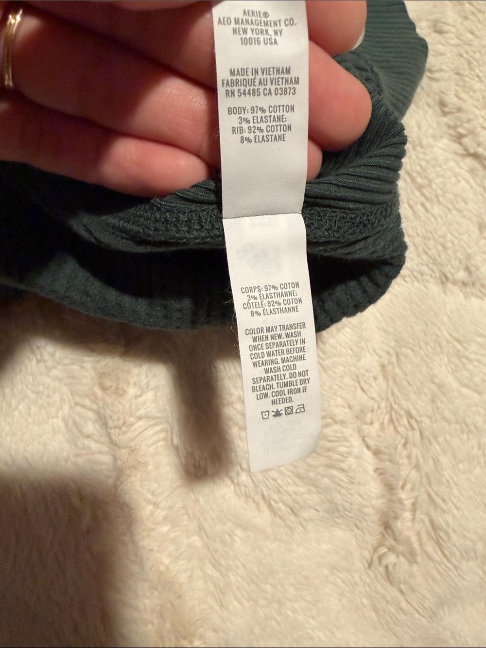 NWOT Aerie offline Dark Green Long Sleeve Oversized Thermal Top Sz XS - Picture 4 of 10